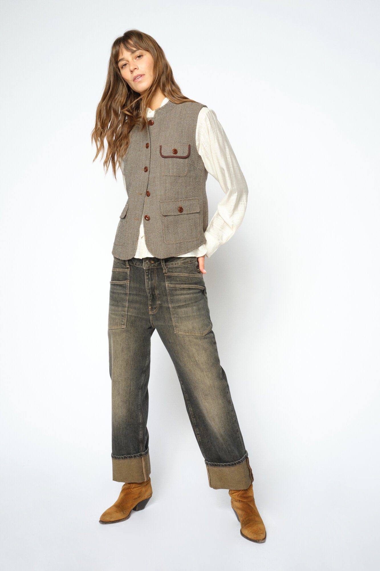 Abigail Utah vest - Dark Camel